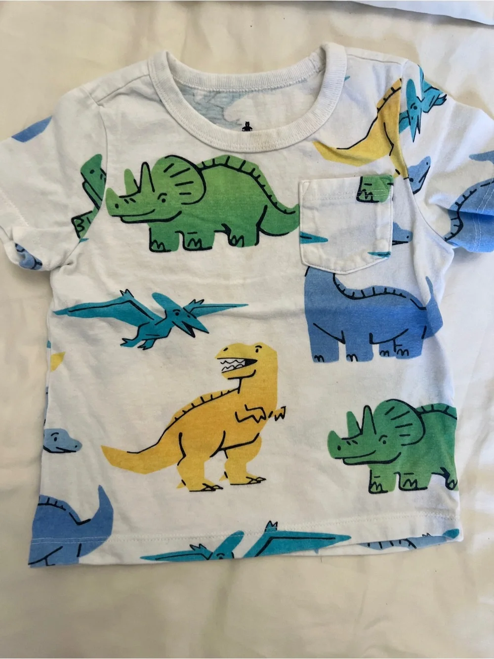 GAP Boys 2-Pack Dino Print White & Navy Stripe Short Sleeve Tops
